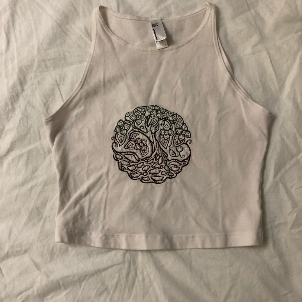 American apparel embroidered tree crop top
